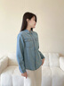 ELAND【天然麻】衣戀襯衫女寬松廓形雙口袋長(cháng)袖牛仔上衣25秋新款 淺牛仔色(56)L/Indigo S /160 曬單實(shí)拍圖