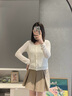 ELAND衣戀毛針織衫女學(xué)院針織花紋空調(diào)長(zhǎng)袖開(kāi)衫外套2025夏季新款 象牙白/白色(39)Ivory S /160 曬單實(shí)拍圖