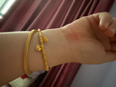 老廟黃金手鏈足金盤(pán)纏福牌掛墜手串女手飾送女友送老婆生日禮物 兩世歡盤(pán)纏手串約3.9g+禮盒 曬單實(shí)拍圖