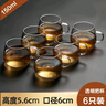 茶皇子（CHAHUANGZI）玻璃茶杯耐熱帶把透明小號(hào)水杯家用辦公室泡茶杯功夫品茗小茶杯 品茗杯+杯架套裝（透明色） 150ml 曬單實(shí)拍圖