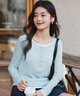 森馬t恤女短款修身內(nèi)搭25年春秋假兩件打底衫亨利領(lǐng)109125101001 曬單實(shí)拍圖