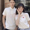 林中尋結(jié)婚證衣服情侶裝領(lǐng)證登記訂婚夏裝白色愛心短袖polo結(jié)婚紀(jì)念日 白色(愛心刺繡款)上衣 常規(guī) L 女【108-116斤左右】 曬單實拍圖