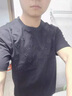 益帛重磅T恤男夏季新款韓版潮流刺繡修身休閑潮牌時(shí)尚圓領(lǐng)五分袖上衣 黑色 XL 【建議120-135斤】 曬單實(shí)拍圖