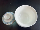 品聚德唐山骨瓷蓋碗純白功夫茶碗敬茶杯泡茶碗陶瓷茶具三才蓋碗功夫茶具 海底世界款 曬單實(shí)拍圖
