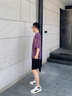 卡賓（CABBEEN）【重磅純棉】男裝 洗水噴色T恤新款個(gè)性美式街頭潮流短袖上衣 深紫色59 M /170/48 曬單實(shí)拍圖