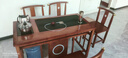 愷霖迪實(shí)木茶桌椅組合茶臺燒水壺一體桌陽(yáng)臺泡茶桌大板桌茶臺桌家用辦公 明月【1.2米茶桌】80盤(pán)+4月牙椅 套銅月牙椅（桌120*60*75cm） 曬單實(shí)拍圖