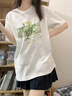 DGOV兩件裝短袖t恤女夏季新款多巴胺穿搭T恤女夏上衣設(shè)計感小眾短袖女 白色(花苗)+果綠(夏菊胸標) M 建議86-95斤 曬單實拍圖
