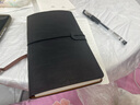 申士（SHEN SHI）A6綁帶軟面抄皮本筆記本子 復(fù)古手賬本口袋本記事本日記本辦公會議本定制100張1本J40-581黑 曬單實(shí)拍圖