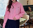 CHUU字母長袖襯衫女2025秋季新品翻領(lǐng)簡約BF風(fēng)純色中長款寬松上衣 粉色 均碼 曬單實(shí)拍圖