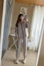 WASSUP JOYZON品牌休閑運(yùn)動(dòng)套裝女大碼寬松春秋新款衛(wèi)衣學(xué)生顯瘦兩件套跑步服潮 卡其色（春秋款兩件套） M（建議70-90斤） 曬單實(shí)拍圖