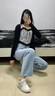 AEMAPE牛仔褲女2025春夏季女裝寬松高腰顯瘦闊腿褲直筒垂感褲子休閑秋款 淺藍色 M 曬單實(shí)拍圖