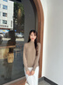 歐黎蔓（OULIMAN）時尚百搭純羊毛針織衫女2024秋冬新款氣質(zhì)半高領(lǐng)打底上衣內(nèi)搭毛衣 燕麥色 M 165/88A/M 曬單實拍圖