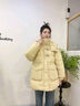 香影超好看黃色羽絨服女2025冬裝新款白鴨絨連帽牛角扣中長(cháng)款外套 黃色 S 曬單實(shí)拍圖