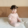 貝樂(lè )咿嬰兒衣服兒童內衣套裝家居服睡衣男女寶寶春秋衣秋褲高腰純棉打底 6423藕粉提花無(wú)骨套裝 80 （兩用襠） 曬單實(shí)拍圖