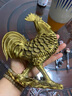 春錦秋鯉黃銅雞大小號(hào)公雞生肖金錢雞擺件家居裝飾品客廳工藝品擺件 大號(hào)金錢雞(黃) 曬單實(shí)拍圖