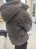 唐獅女羽絨服冬季新款連帽下擺弧形袖子愛(ài)心短款羽絨服 炭灰 L 曬單實(shí)拍圖