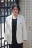 獨束大碼女裝西裝外套女2025春新款廓形撞色拼接西服胖mm氣質(zhì)通勤 象牙米 L (尺碼：2) 曬單實(shí)拍圖