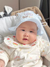 李晨曦（Lichenxi）寶寶帽子春秋季薄款刺繡BABY簡約時尚防曬可愛嬰幼兒外出遮陽盆帽 萌OUBABY抽繩盆帽—藍(lán)色 適合3-22個月寶寶頭圍40-47CM 曬單實拍圖