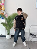 漢唐貝貝兒童裝男童春裝棒球服外套2025春秋冬款新款春季男孩大童夾棉衣服 黑色【春秋款】 140 (建議125-135cm 7-8周歲） 曬單實(shí)拍圖