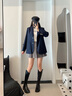 ELAND衣戀西裝女可拆卸學(xué)院徽章寬松含羊毛通勤西服2025秋季新款 藏青色(59)Navy M 165 曬單實(shí)拍圖