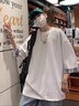 肯奈迪冰絲七分袖t恤男夏季新款男裝ins港風(fēng)寬松中袖體恤衫青少年上衣服 白色-七分袖T恤-格紋袖口款 3XL 【162-170cm】 曬單實拍圖