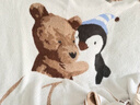 嫚熙（EMXEE）嬰童半邊絨蓋毯秋冬寶寶毛毯嬰兒被子兒童幼兒園蓋被 圍巾小熊 曬單實(shí)拍圖