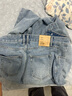 森馬（Semir）牛仔褲女抓毛闊腿褲港風(fēng)冬季2025顯腿長(cháng)拖地褲ins潮109725124002 曬單實(shí)拍圖