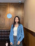 lagogo寬松休閑牛仔襯衫女拉谷谷2025年春新款松弛感純棉上衣外套 淺牛仔藍 M 曬單實拍圖