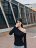 嫻柔純欲斜肩長(cháng)袖T恤女早秋2025新款修身顯瘦辣妹小眾露肩上衣打底衫 黑色 M 曬單實(shí)拍圖