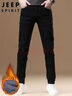 JEEP SPIRIT吉普牛仔褲男秋冬季純色休閑褲子男修身牛仔長(cháng)褲 黑色加絨 29 曬單實(shí)拍圖