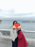 可可鴨（QQ DUCK）童裝兒童裙子女童連衣裙加絨演出服冬季衣服衛(wèi)衣紗裙酒紅；140 曬單實拍圖
