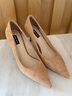 NINE WEST/玖熙羊反絨法式單鞋女通勤高跟鞋NF201039SK 駝色 35 曬單實(shí)拍圖