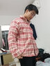 安初夏小香風(fēng)毛呢外套男士秋冬季加絨潮牌學(xué)生寬松格子休閑夾克男裝衣服 XXF016紅色加絨 XL 【建議120-140斤】 曬單實(shí)拍圖