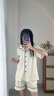 貓人睡衣女純棉夏季女士睡衣短袖褲套裝2025新款開衫可外穿女生家居服 01-米白杏【100%純棉 抑菌防螨】 L 【建議體重100-110斤】 曬單實拍圖