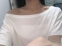 多想余短袖女短袖t恤女士內(nèi)搭白色t恤打底衫美式純欲上衣辣妹半袖新款 斜肩短袖純欲白 XL 建議115-125斤 曬單實拍圖
