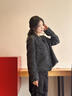 噢姆（AUM）【商場(chǎng)同款】春季新款氣質(zhì)通勤截短廓形毛邊肌理小香風(fēng)外套女 黑色 L 曬單實(shí)拍圖