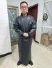 品之德 長袖圍裙防水防油圍腰 耐酸堿加厚反穿罩衣食堂圍裙工作服  黑色大號120x115cm 曬單實拍圖