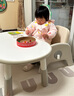 ZRYZ兒童沙發(fā)椅寶寶座椅游戲桌可升降花生桌幼兒園早教學(xué)習桌椅套裝 小號米色升降椅+小號米色加高桌 曬單實(shí)拍圖