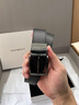 EMPORIO ARMANI/阿瑪尼官方旗艦【七夕男友禮物】秋新款商務(wù)針扣腰帶皮帶 80740-黑色荔枝紋/灰色光面 曬單實(shí)拍圖