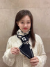 SOMUBAY交叉長(cháng)條毛線(xiàn)小圍巾女冬季雙層防寒保暖針織圍脖百搭洋氣新年禮物 黑色 G  （小圍巾） 曬單實(shí)拍圖