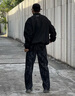 頂峰保羅（Dingfengbaoluo）時(shí)尚扎染休閑褲男秋季寬松高級(jí)時(shí)尚直筒小眾長褲子YS16黑色XL 曬單實(shí)拍圖