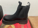 百思圖冬商場(chǎng)同款加絨棕色切爾西煙筒靴馬丁短靴女棉鞋ID155DD3 黑色絨里 37 曬單實(shí)拍圖