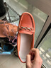 啄木鳥(niǎo)春秋季真皮平底女鞋牛筋底豆豆鞋休閑軟底中年媽媽鞋輕便女單鞋 6507桔色 35 曬單實(shí)拍圖