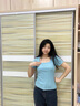 柯蘭娜純棉正肩短袖t恤女裝2025春夏季新款方領(lǐng)顯瘦小個(gè)子獨(dú)特上衣 海域藍(lán)方領(lǐng) 均碼 【適合80-120斤】 曬單實(shí)拍圖