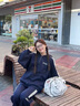 憶思減學(xué)院風(fēng)運動服套裝女春秋學(xué)生寬松顯瘦韓版時尚炸街衛(wèi)衣休閑兩件套 藏青色韓版運動套裝 L 曬單實拍圖