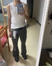 POUM美式復(fù)古重磅工裝褲多口袋寬松大碼潮牌時(shí)尚街頭休閑長褲子男裝 OOTD-NZ65灰綠色 XL 曬單實(shí)拍圖