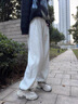 燦圖 美式hiphop運(yùn)動褲子女春秋季寬松休閑褲小個子潮流百搭束腳衛(wèi)褲 白灰色【常規(guī)款】 M 【尺碼偏大，建議拍小一碼】 曬單實(shí)拍圖