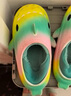 LATE TIME彩虹鯊魚(yú)兒童棉拖鞋男童冬季拖鞋嬰兒女童包跟室內毛毛男寶寶棉鞋 黃綠粉 內長(cháng)18cm 【180】適合腳長(cháng)約17cm 曬單實(shí)拍圖