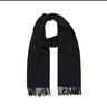 雨果博斯（HUGO BOSS）男士薄款山羊絨保暖流蘇圍巾170*28cm禮物男 50415017 001 黑色LOGO刺繡 曬單實(shí)拍圖