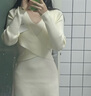 宜惜綺 針織連衣裙女秋冬款中長(cháng)裙新款毛衣裙小個(gè)子內搭V領(lǐng)性感打底裙子 米白色 均碼 曬單實(shí)拍圖